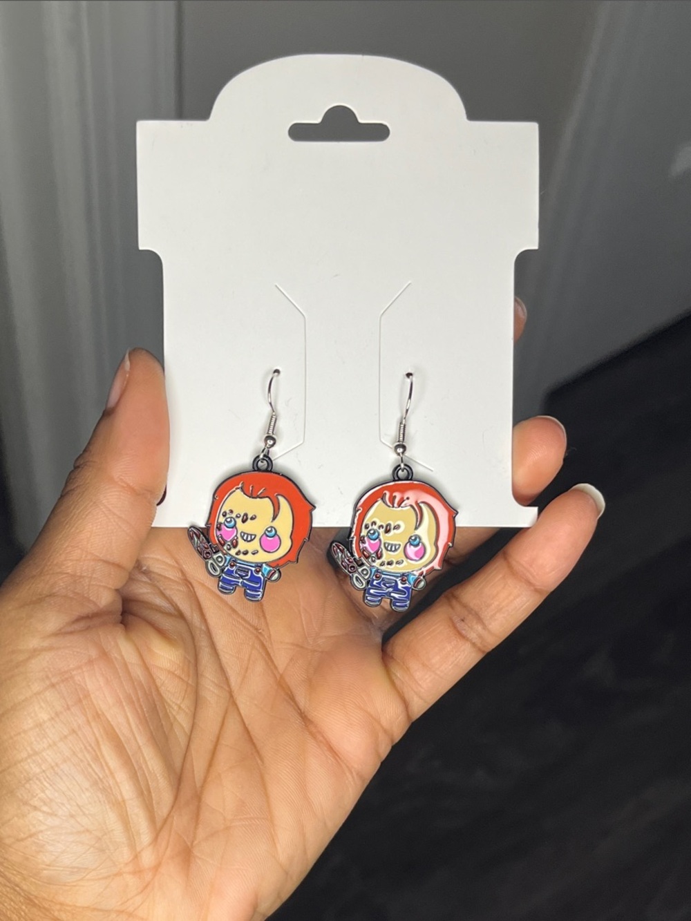 Chucky Horror Earrings with Rubber Backs